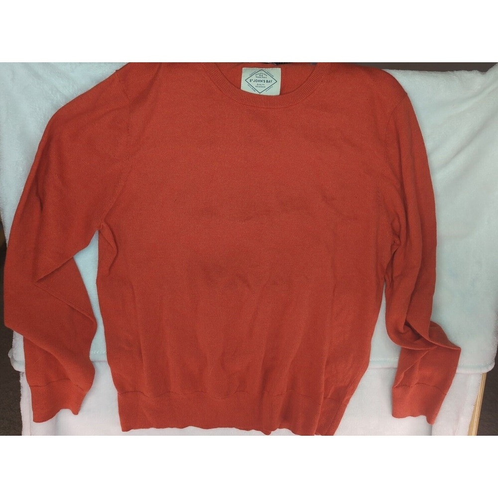 Men's Red Crew Neck Tight Knit St John's Bay Stretch Sweater Rust XL‎